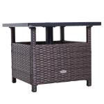 Trädgårdsbord Konstrotting med Parasollhål Sidobord med Inbyggd Viktpåse Väderbeständig Brun 55,5 X 55,5 X 46 Cm