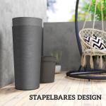Blomkruka 2-pack Stapelbar Mörkgrå Plast för Trädgård och Balkong Odlingskruka Rund med Dräneringshål Robust Design 35x35 cm
