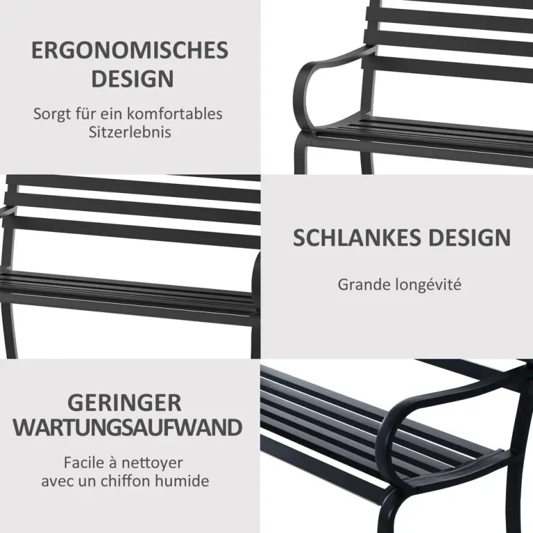 2-sits Trädgårdsbänk 240 kg 127 x 58 x 82 cm