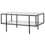 Soffbord i Glas med 3 Hyllplan, Modernt Sidobord med Svart Stålram, Elegant Förvaring för Vardagsrum, Svart, 100 x 55 x 45,5 cm
