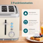 Frukostset Vattenkokare och Brödrost Retro Gräddvit Rostfritt Stål för Kök Snabbkokning och 7 Rostningslägen 1,7 Liter 2200W