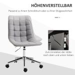 Ergonomisk Kontorsstol Utan Armstöd, Bekväm Snurrstol i Ljusgrått Tyg, Platsbesparande Skrivbordsstol för Hemmakontor, Ljusgrå