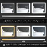 LED-badrumsspegel, Bakgrundsbelyst, Pekfunktion, Minnesfunktion, Dimmfri, 80 x 60 cm