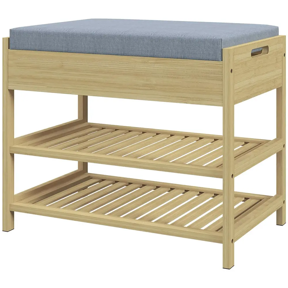 Skobänk Skoställ Natur av Bambu 55 x 35 x 46 Cm