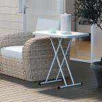Trädgårdsbord Sidobord Höj- och Sänkbart Vit av Plast för Utomhus och Balkong Fällbart Balkongbord 50 kg 76 x 50 x 74 cm