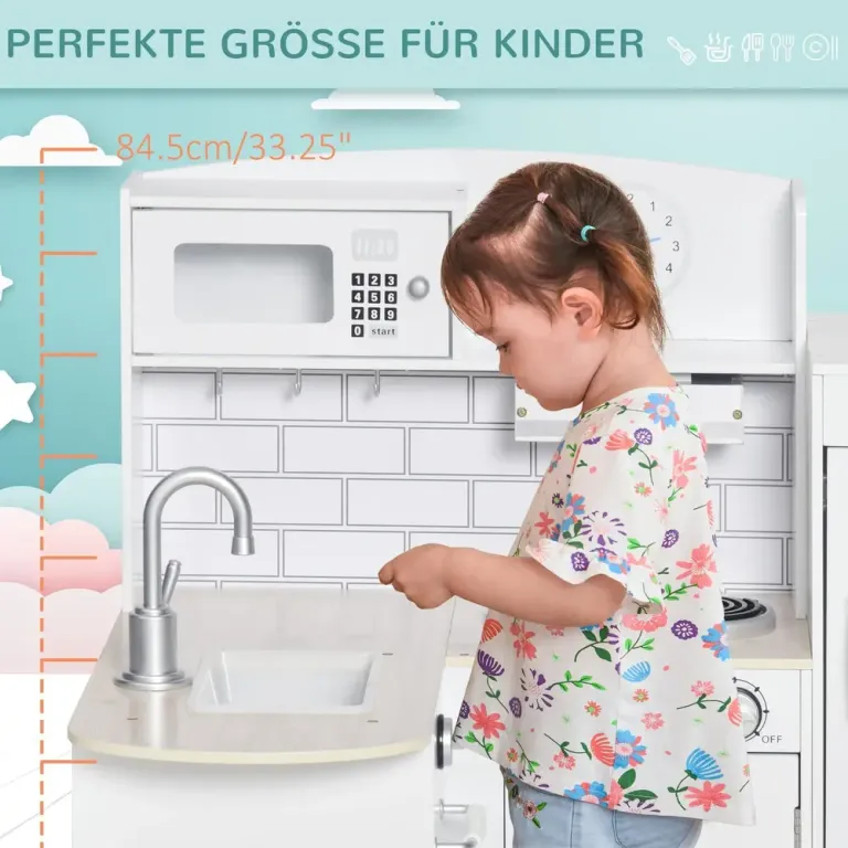 Leksakskök Vit av Plast för Barn 3-8 År Lekkök