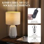 Bordslampa Klassisk Vit Linnetyg och Keramik för Sovrum och Vardagsrum Sänglampa med Strömbrytare på Sladden Elegant Inredning 39 cm