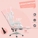 Ergonomisk Gamingstol med Svankstöd, Fotstöd och Bunny Ears-kudde, Rosa
