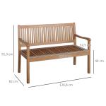 Trädgårdsbänk i Poppelträ, Klassisk Parkbänk för 2 Personer, Robust Utemöbel med Ryggstöd, Gul, 180 kg