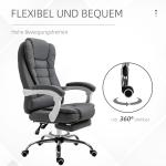 Kontorsstol Skrivbordsstol Grå av Tyg och Metall för Hemmakontoret Ergonomisk med Fällbart Fotstöd Höj och Sänkbar Bekväm