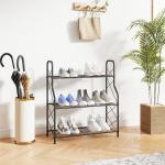 Blomställer 3 Våningar Svart Metall för Inomhus och Utomhus Hylla med Handtag Dekorativ Design 78 cm