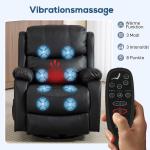 Massagestol med Värme Svart Konstläder för Avkoppling Reclinerfåtölj med Liggläge Robust Konstruktion Maxbelastning 150 kg