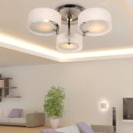 LED Taklampa 3-Lampa E27 40 W Krom och Akryl Varmvit Modern för Vardagsrum Ø64 X H20 Cm