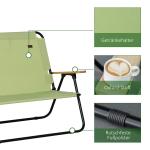 Campingstol Regissörsstol 2-Sits Hopfällbar Ljusgrön av Tyg och Metall för Picknick och Vandring Bärbar Stol 160 kg 114 x 67 x 80 cm