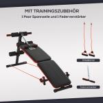 Sit Up Bench Buktränare Justerbar och Hopfällbar Multifunktionell Träningsbänk med Träningslinor upp till 110 Kg Stål Svart Röd
