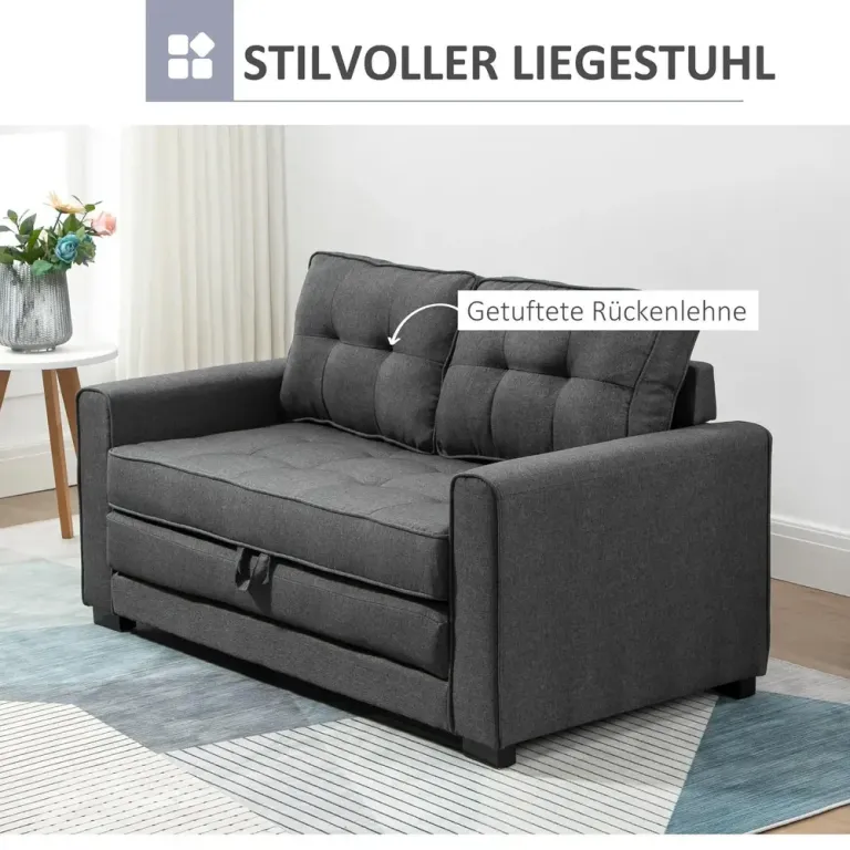 Bäddsoffa 2-Sits i Linnetyg Kompakt 147,5 x 75 x 85 cm