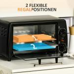 Miniugn Elektrisk Ugn Svart av Metall för Kök Liten Ugn med Timer och Bakplåt 10 l 750 W 36,5 x 26 x 22 cm