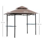 Grillpaviljong med Brandhämmande Dubbeltak Grilltält med Hyllor Skyddar mot Sol och Regn Kaffebrun Svart 245 X 148 X 252 Cm