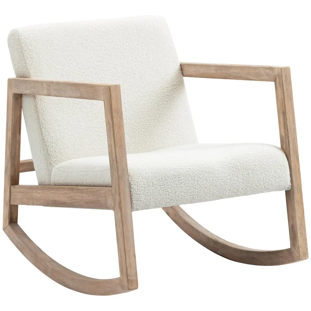 Gungstol i Gummiträ Relaxstol med Klädd Sits Elegant
