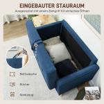 Tvåsitssoffa med Förvaringsutrymme och Knapphäftning samt Kuddar för Vardagsrum Ergonomisk och Stabil Blå Kautschukträ och Tyg 117 x 62 x 78 cm
