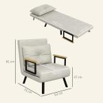 Relaxfåtölj i Skandidesign inkl Kudde med Knappdekor för Vardagsrum och Sovrum Ergonomisk och Avkopplande Krämfärgad Tyg och Trä