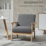 Öronlappsfåtölj i Linnetyg, Bekväm Matstol med Armstöd, Elegant Relaxstol för Vardagsrum, Grå, 64 x 70 x 72 cm