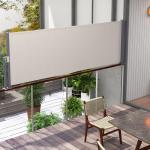 Sidomarkis Insynsskydd Ljusgrå av Polyester och Metall för Trädgård Utdragbar Trädgårdsmarkis med UV-Skydd Vindskydd 300 x 100 cm