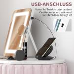 Sminkspegel Bordsspegel Vit av Glas och Plast för Sminkbord LED Spegel med 3 Ljusfärger och 10x Förstoring