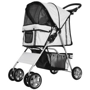 Hundvagn Joggingvagn Silver Polyester och Metall för Husdjur Lätt Hopfällbar och Praktisk