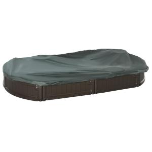 Sandlåda Leklåda Mörkgrön av HDPE för Barn 3-12 År med Sittpaneler och Presenning Rolig Utomhuslek 183 x 105 x 22,5 cm
