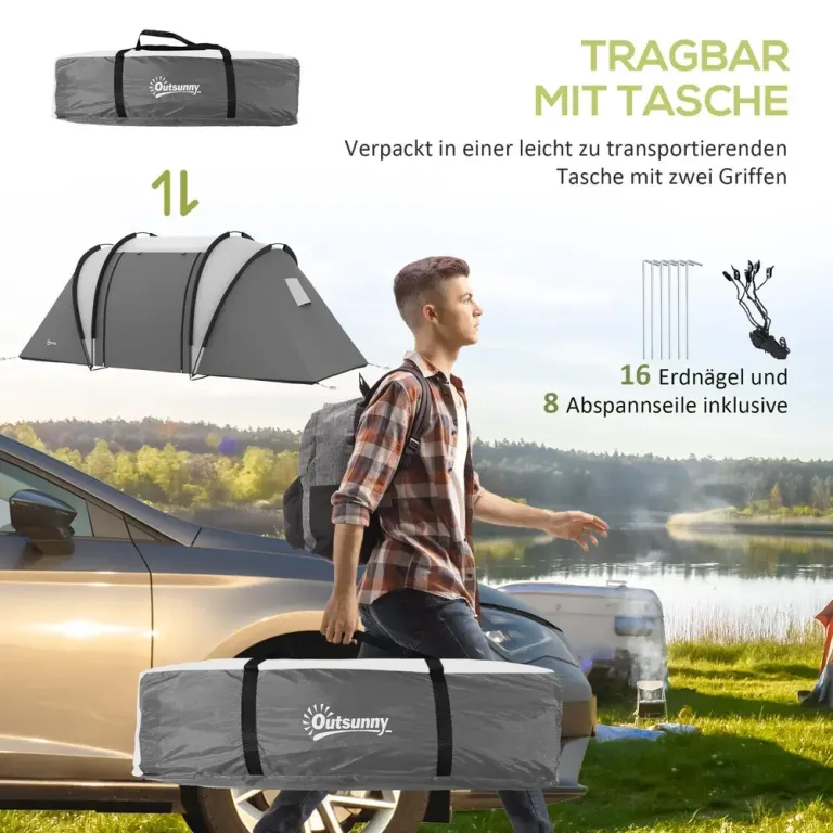Campingtält Tunneltält för 4-5 Personer Blå av Polyester