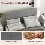 Sänggavel 3 Nivåer Justerbar Grå Sammet och Metall för Dubbelsäng 140 cm Mjuk Stoppning Modern Design 140x10x126 cm