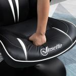 Ergonomisk Gamingstol i Konstläder, Bekväm Datorstol med Vippfunktion, Sportig Design för Spel och Arbete, Svart/Vit, 67 x 75 x 106-112 cm