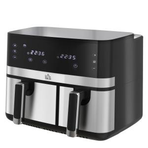 Airfryer 2700 W med 8 Inställningar, Svart + Silver, 41,8 x 39,2 x 31,1 cm