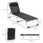 Justerbar Solsäng i Aluminium, Ergonomisk Solstol med 5 Lägen, Väderbeständig Textilene för Trädgård och Pool, Grå, 170 x 60 x 76 cm