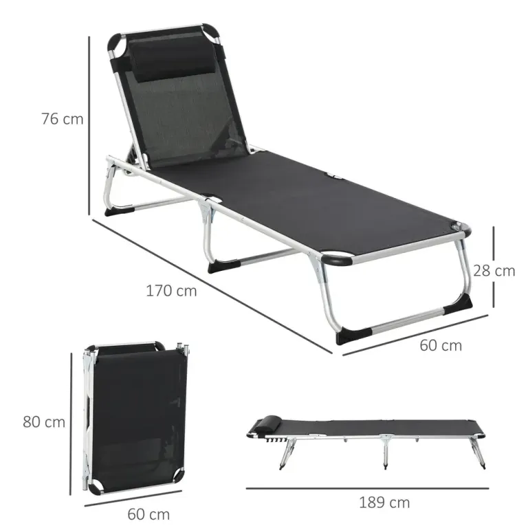 Solsäng i Aluminium Ergonomisk Solstol 170 x 60 x 76 cm