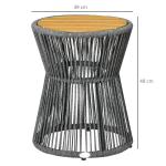 Bistrobord i Komposit, Runt Trädgårdsbord med Justerbara Fötter, Väderbeständig Design för Terrass, Mörkgrå/Natur