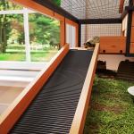Sköldpaddshus 2 Våningar Gul Trä och Stål för Smådjur Terrarium med Ramp och Fönster Rymlig Design och Säker Konstruktion