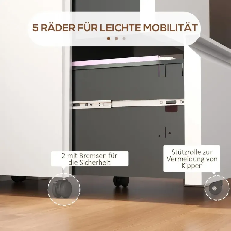 Rullcontainer Arkivskåp Vit av Stål 37 x 43,5 x 67,5 Cm