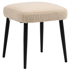 Fotpall Fyrkantig Pall Beige av Tyg med Kashmirlook och Stål för Vardagsrum och Sovrum Dressing Pall med Stålben 42 x 42 x 47 cm