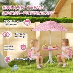 Utemöbler Barn 4 Delar Rosa Metall och Tyg för Trädgård Bord med Parasoll och 2 Stolar Hopfällbar 50x50x50 cm