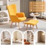 Fåtölj Öronlappsfåtölj med Pall Orange av Manchesterlook och Trä för Vardagsrum Stoppad Relaxstol Vingestol