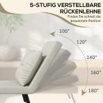 Relaxfåtölj i Skandidesign inkl Kudde med Knappdekor för Vardagsrum och Sovrum Ergonomisk och Avkopplande Krämfärgad Tyg och Trä