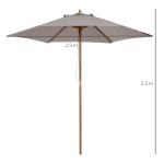 Parasoll Trädgårdsparaply 3-Vånings Solskydd Bambu 180 G/M² Polyester Grå Ø2,5 X 2,3 M