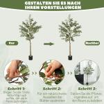 Konstgjort Olivträd med 720 Löv, 40 Oliver och Robust Blomkruka, Grön, 150 cm