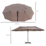 Dubbelt Parasoll Fribärande Paraply med Vev Justerbart Trädgårdsparaply Solskydd Metall Brun 440 X 270 X 250 Cm