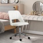 Kompakt Snurrstol i Beige Tyg, Höj- och Sänkbar Skrivbordsstol för Hemmakontor, Modern Design Utan Armstöd, Beige