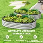 Odlingskrage Metall 2-pack Oval Silver Galvaniserat Stål för Trädgård Planteringslåda med Gummilist Robust och Väderbeständig 135x90x30 cm
