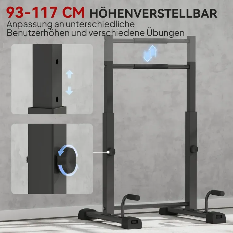 Dipstation och Armhävningsställ Justerbar Höjd, Svart