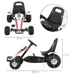 Gokart för Barn Trampbil med Pedal och Bromsar Stål för 3-8 År Vit 104 X 66 X 57 Cm